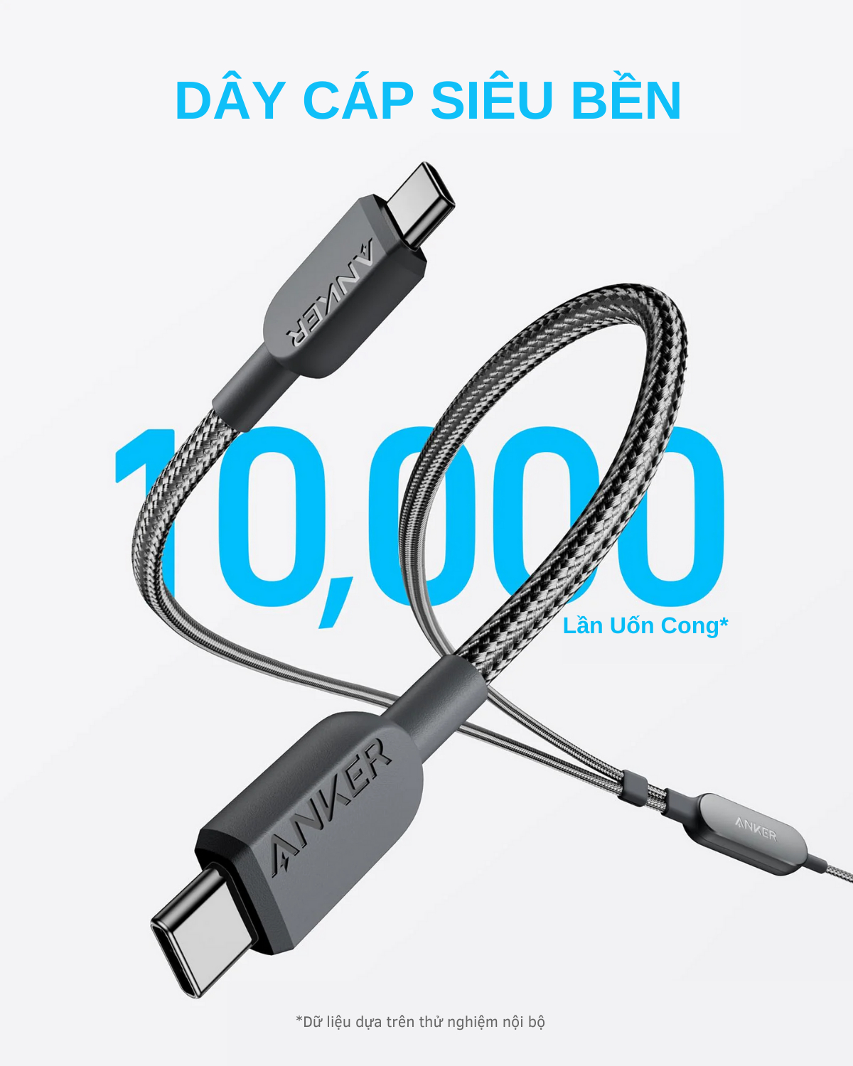 Cáp sạc nhanh Anker 2 in 1 Type-C to Type-C 140W Nylon 1.2M A8895H11