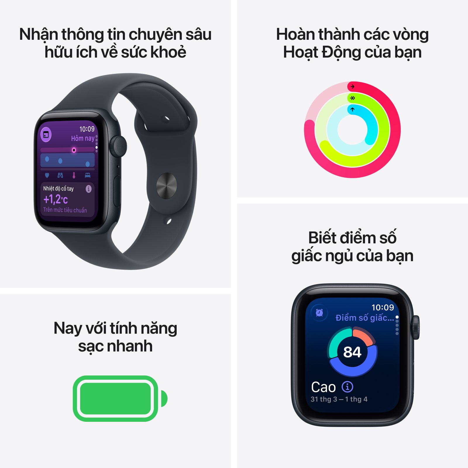 Apple Watch SE 3 2025 40mm LTE - Viền nhôm, Dây Đeo Thể Thao Size S/M | Chính hãng Việt Nam 2