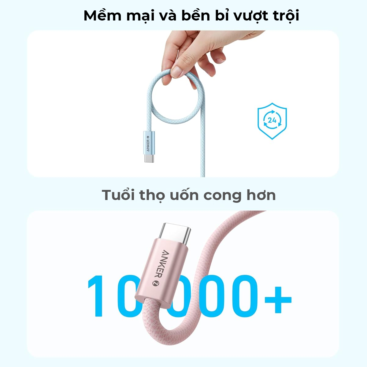 Cáp sạc Anker Zolo USB-C to USB-C 240W 1.8M A8060