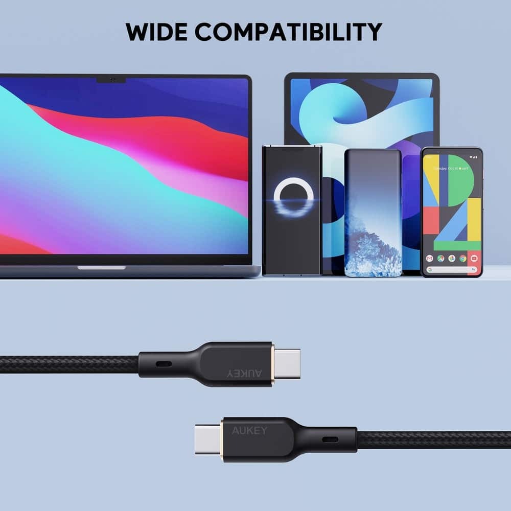 Cáp sạc Aukey CB-KCC101 C-C bọc dù lõi Kevlar siêu bền 1M
