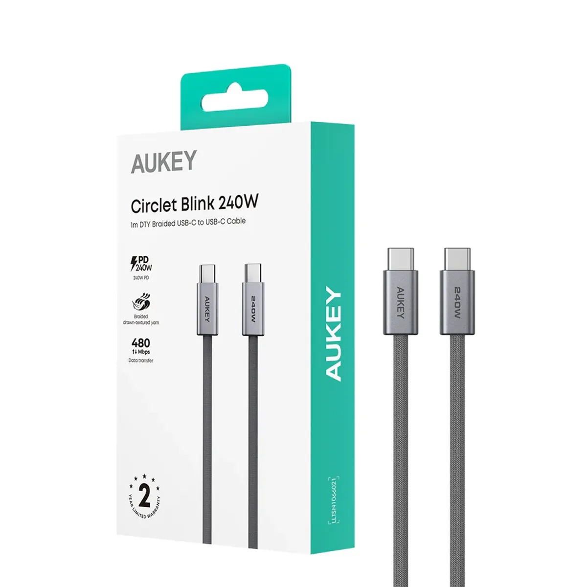 Cáp sạc Aukey CB-DCC241 C-C 240W 1M