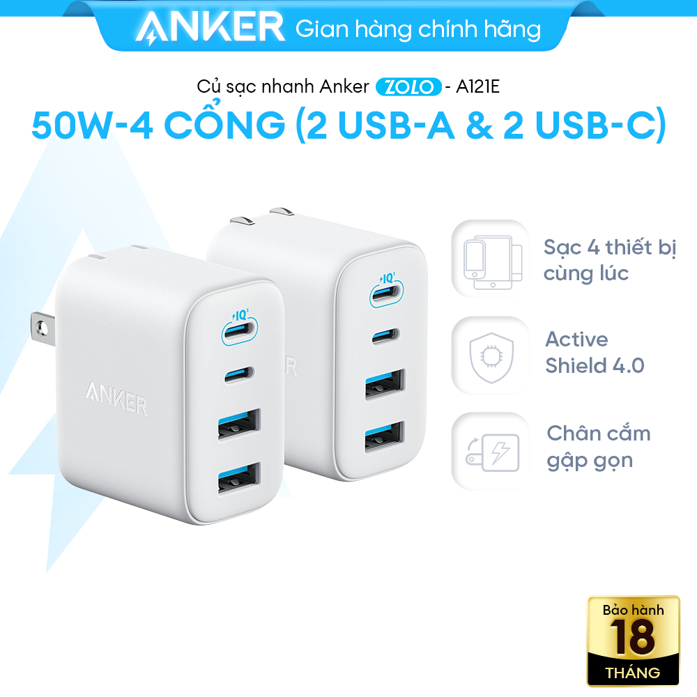 Cốc sạc Anker Zolo 2C2A 50W A121E 4