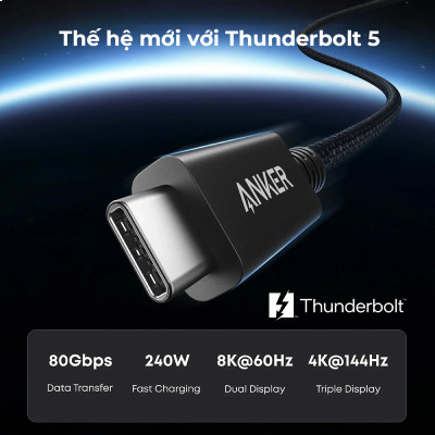 Cáp sạc Anker Thunderbolt 5 240W 80gbps 1M A84N1 4