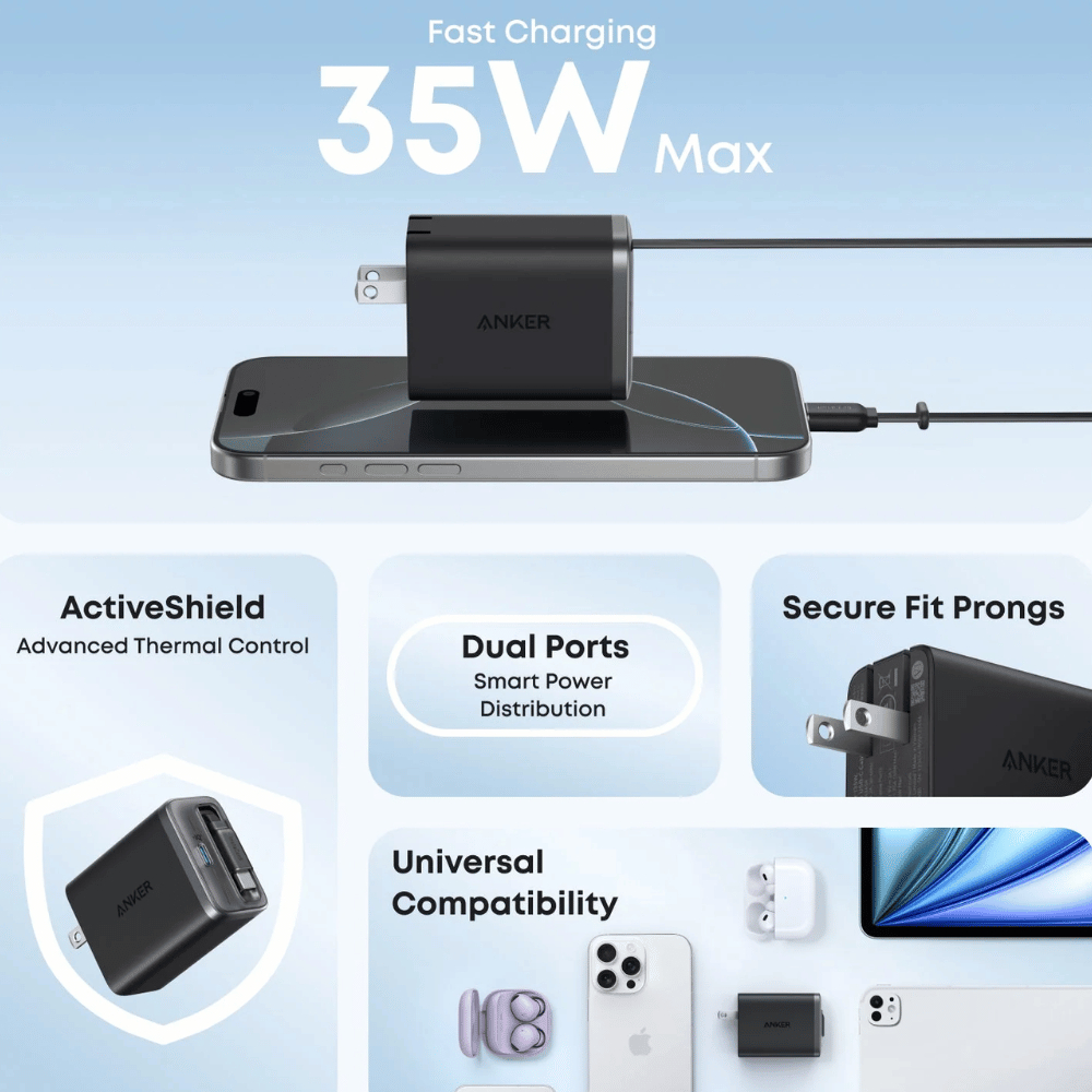 Sạc Anker Nano 1C 35W tích hợp cáp USB-C rút gọn A2658 4 Sạc Anker Nano 1C 35W tích hợp cáp USB-C rút gọn A2658 4