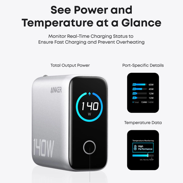 Sạc Anker Zolo 3C1A 140W kèm cáp USB-C B2697 1 Sạc Anker Zolo 3C1A 140W kèm cáp USB-C B2697 1