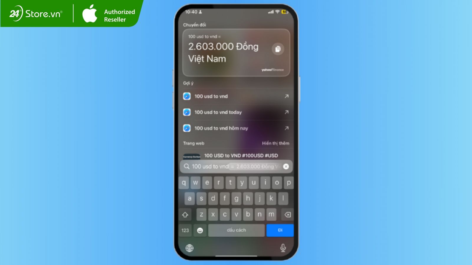 Tính toán tức thì ngay trong thanh tìm kiếm iPhone