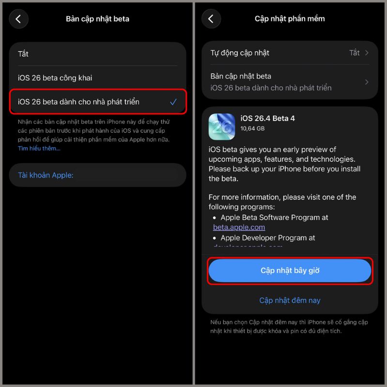 Hướng dẫn cập nhật iOS 26.4 Beta 4