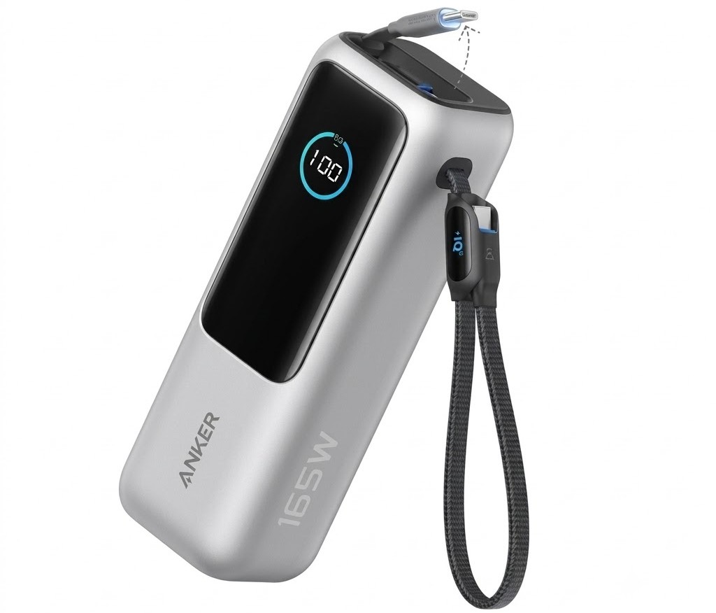 Pin dự phòng Anker Zolo 25000mAh 165W 1C1A tích hợp cáp USB-C A1695