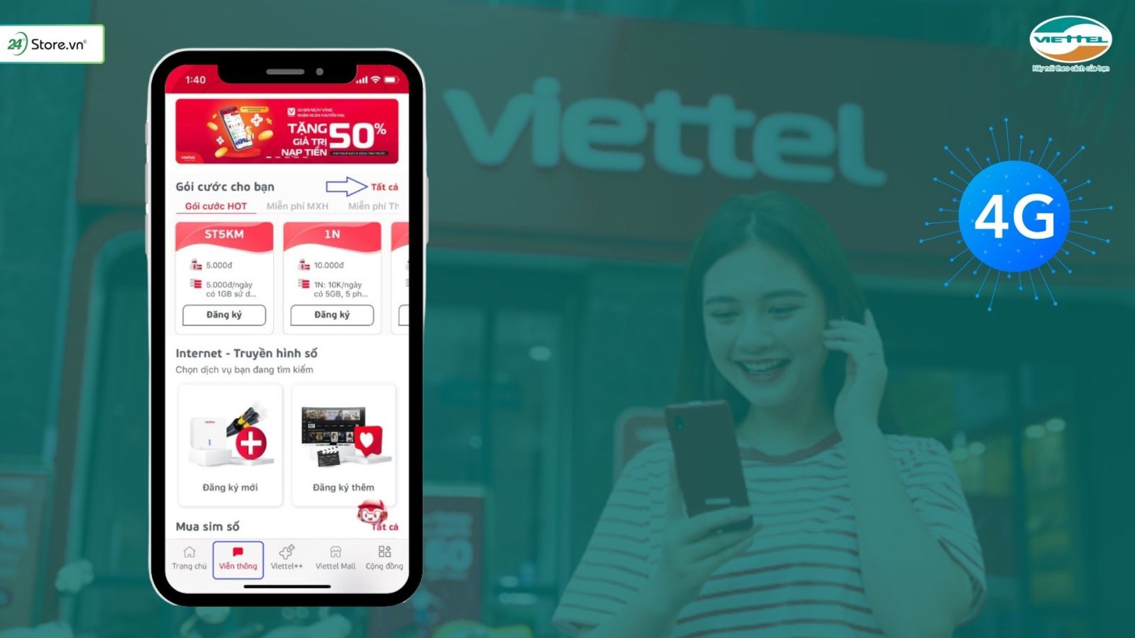 Cách đăng ký mạng Viettel 5k 1 ngày