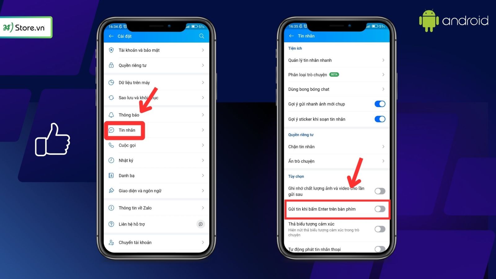 cách xuống dòng trong zalo trên điện thoại Android