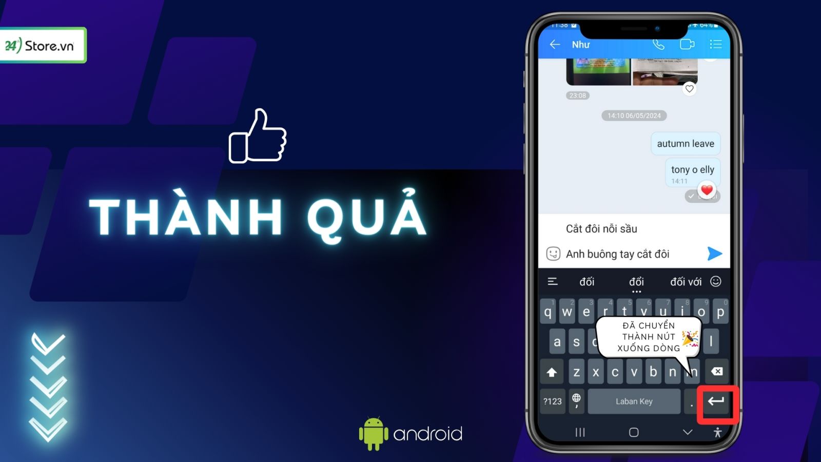 cách xuống dòng trong zalo trên điện thoại android