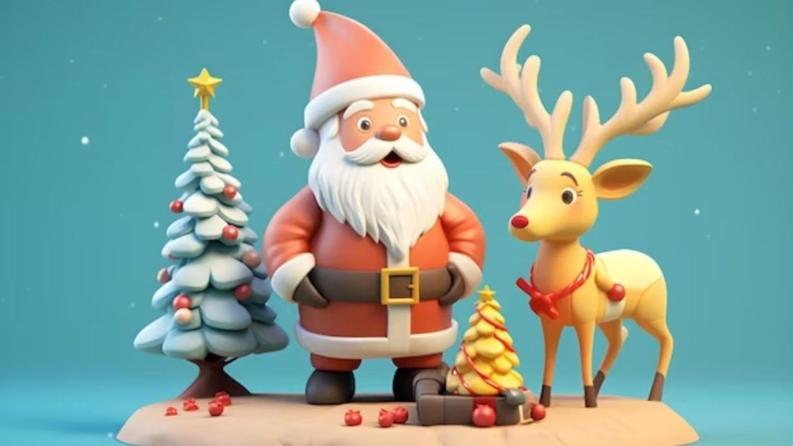Hình ảnh giáng sinh ông già Noel cưỡi tuần lộc