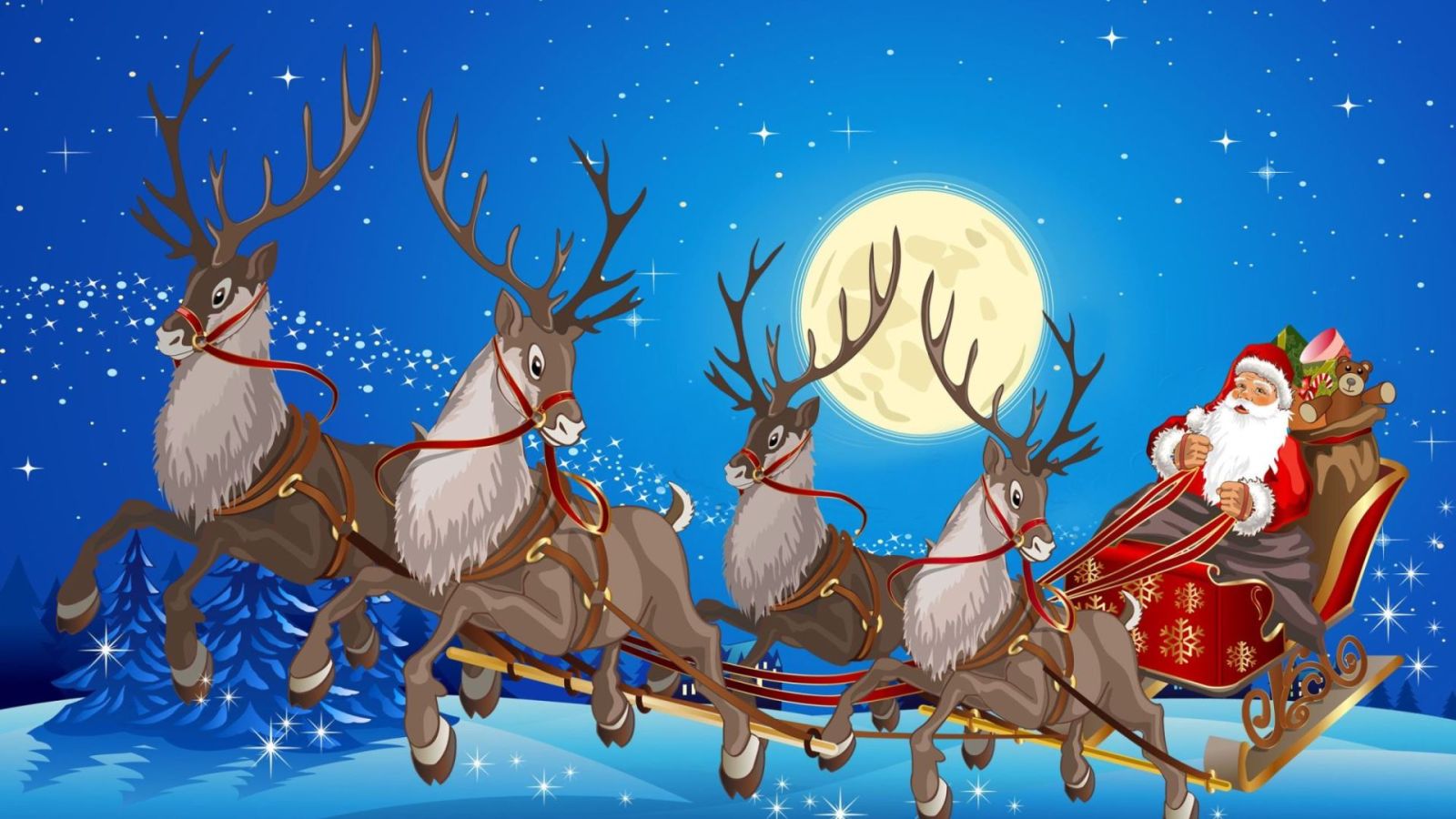 Hình ảnh giáng sinh ông già Noel cưỡi tuần lộc