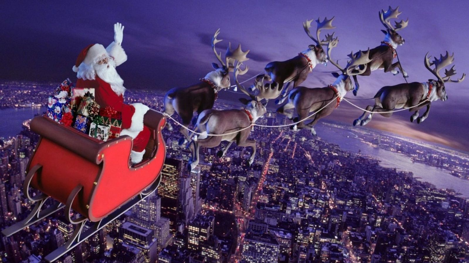 Hình ảnh giáng sinh ông già Noel cưỡi tuần lộc