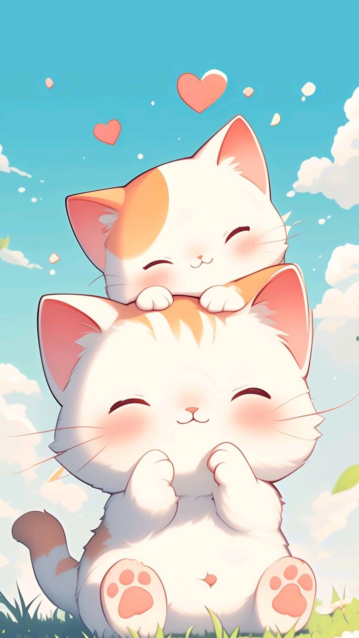 Tải ảnh mèo cute anime, hình nền mèo anime