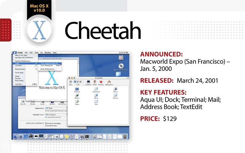 Cheetah, giống như Macintosh 128K năm 1984, là phiên bản bị giới hạn.