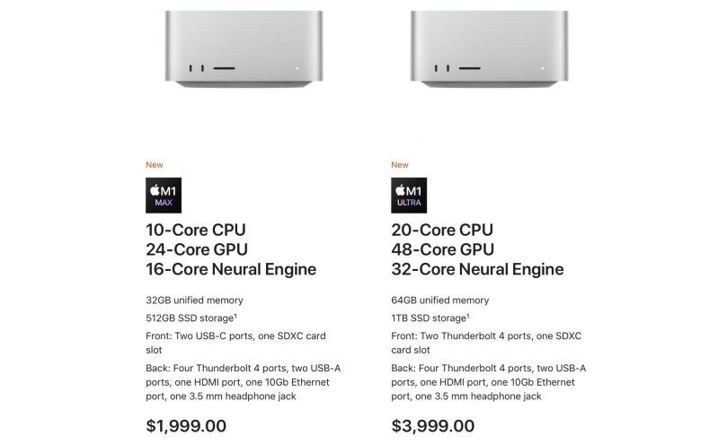 Mac Studio khác biệt giữa 2 chip 