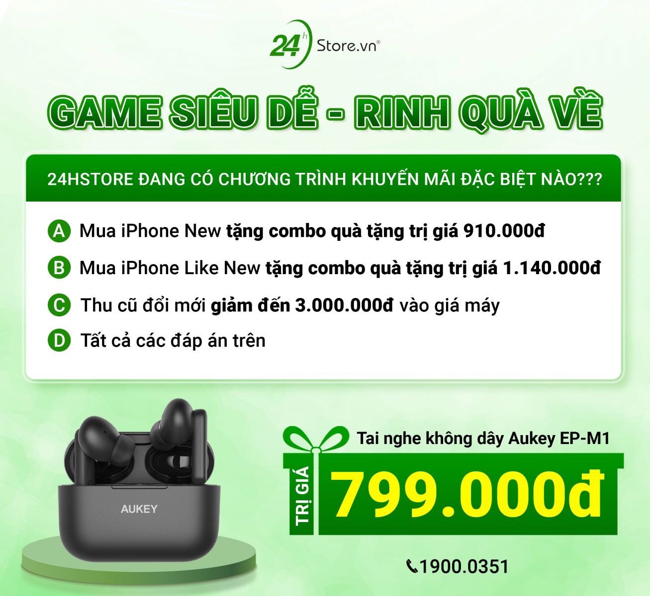 Chơi game siêu dễ để rinh quà về