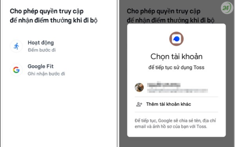 Đăng nhập ứng dụng Toss