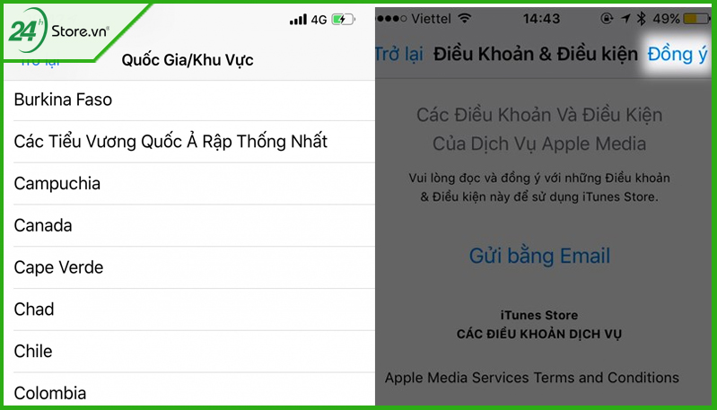 chọn “Các Tiểu Vương Quốc Ả Rập Thống Nhất” để tải Facebook Lite cho iPhone