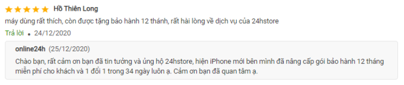 Đánh giá của khách hàng trên website 24hStore.vn