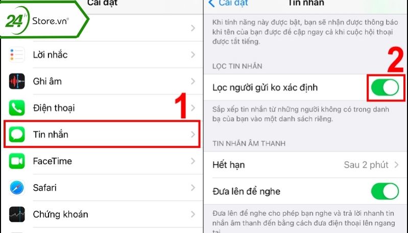 Cách lọc iMessages từ người gửi không xác định Cách lọc iMessages từ người gửi không xác định