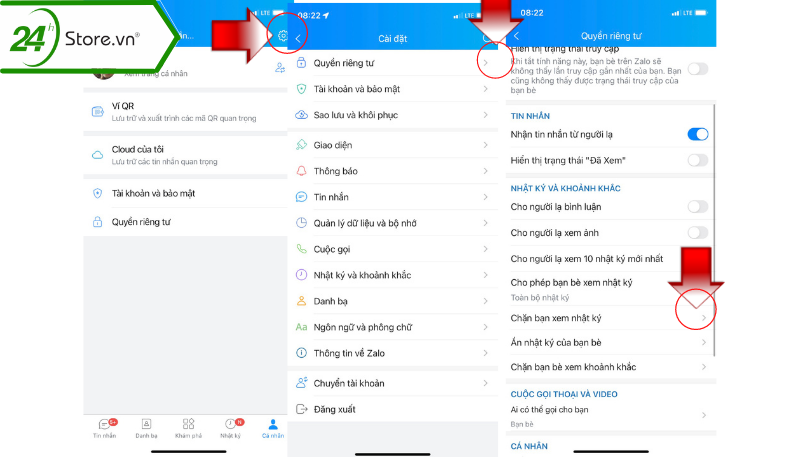Chặn bạn bè xem nhật ký zalo