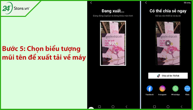 Chọn biểu tượng mũi tên để xuất tải về máy