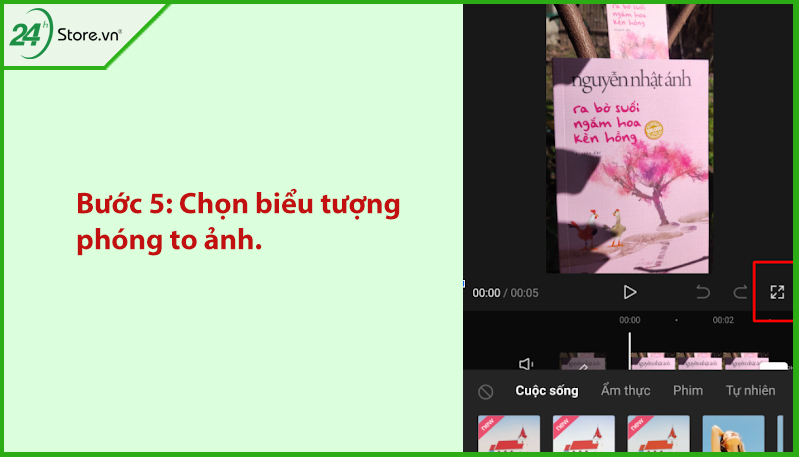 Chọn biểu tượng phóng to ảnh