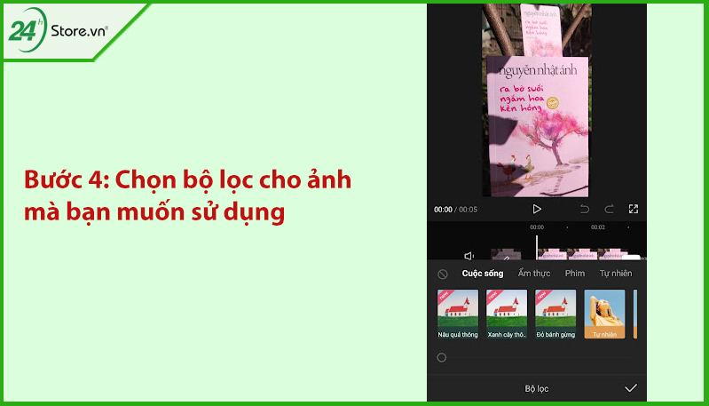Chọn bộ lọc cho ảnh mà bạn muốn sử dụng