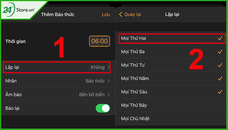 cách hẹn báo thức trên iphone