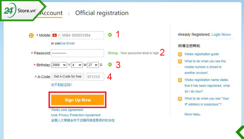 Cách đăng ký Weibo Cách đăng ký Weibo