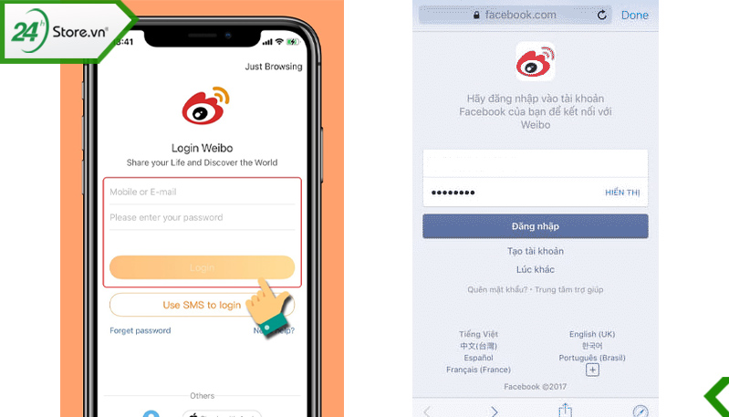 Cách đăng nhập Weibo