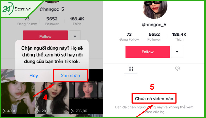 Xác nhận chặn người dùng tiktok trên new feed của bạn Xác nhận chặn người dùng tiktok trên new feed của bạn