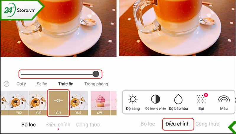 ộ lọc màu bắt mắt cho nhóm thực phẩm