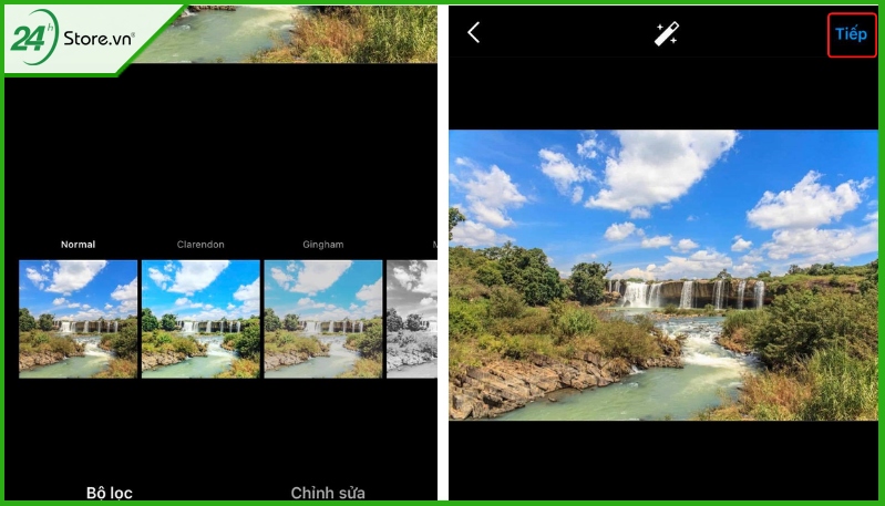 chọn bộ lọc thích hợp trên ứng dụng instagram