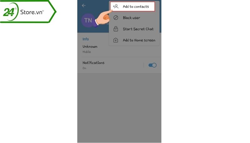 Chọn add contact