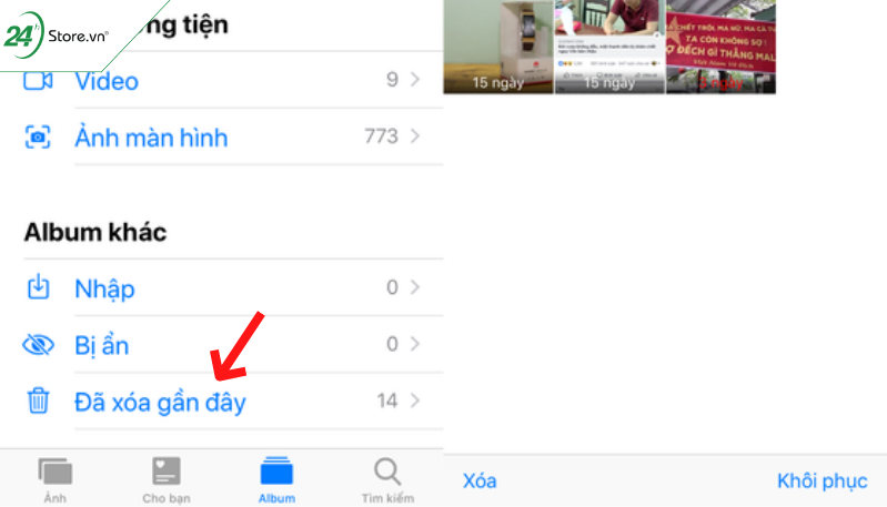 Ảnh đã xoá trên iPhone sẽ chuyển vào đâu?