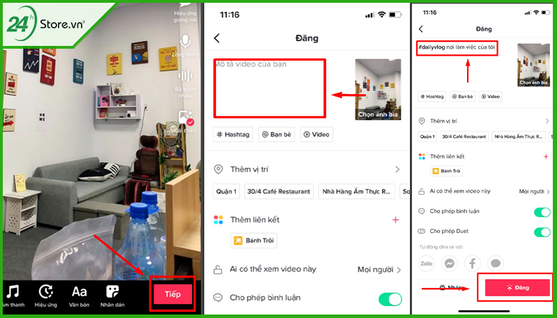 Các bước chọn hiệu ứng cho video tiktok