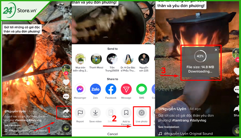 Cách lưu video TikTok về điện thoại iPhone làm màn hình khóa 