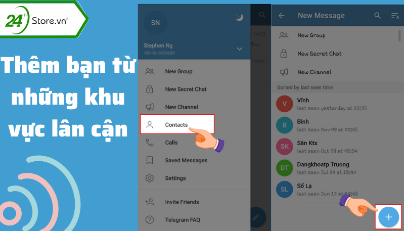 Có thể thêm bạn Telegram từ những người gần khu vực bằng định vị Có thể thêm bạn Telegram từ những người gần khu vực bằng định vị