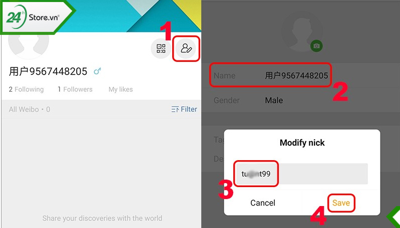 Cách đổi tên tài khoản Weibo trên điện thoại chi tiết Cách đổi tên tài khoản Weibo trên điện thoại chi tiết