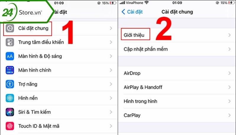 Đổi tên iPhone bằng cài đặt