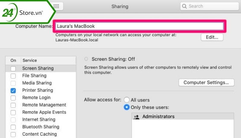  Đổi tên trên MacBook