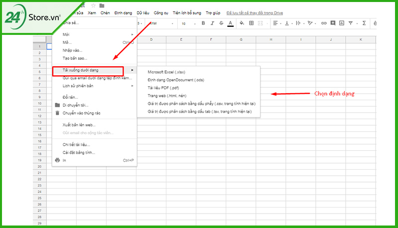 Tải tài liệu từ Google Sheets Tải tài liệu từ Google Sheets
