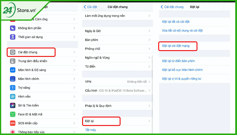 Setup lại cài đặt mạng internet trên iPhone