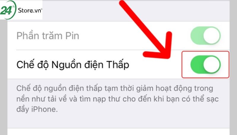 Bật chế độ tiết kiệm pin trên thiết bị iPhone