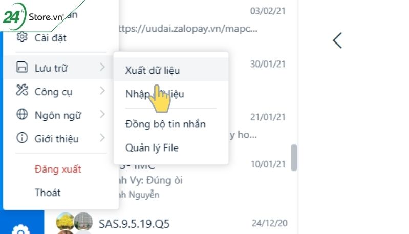 Cách sao lưu tin nhắn zalo trên máy tính