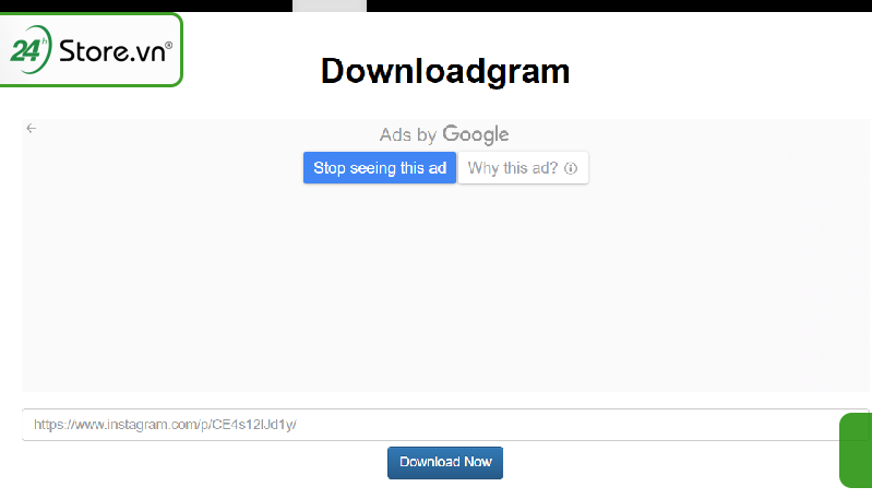 Save ảnh Instagram bằng DownloadGram