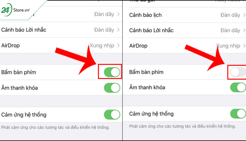Cách tắt âm thanh bàn phím iPhone trong phần cài đặt